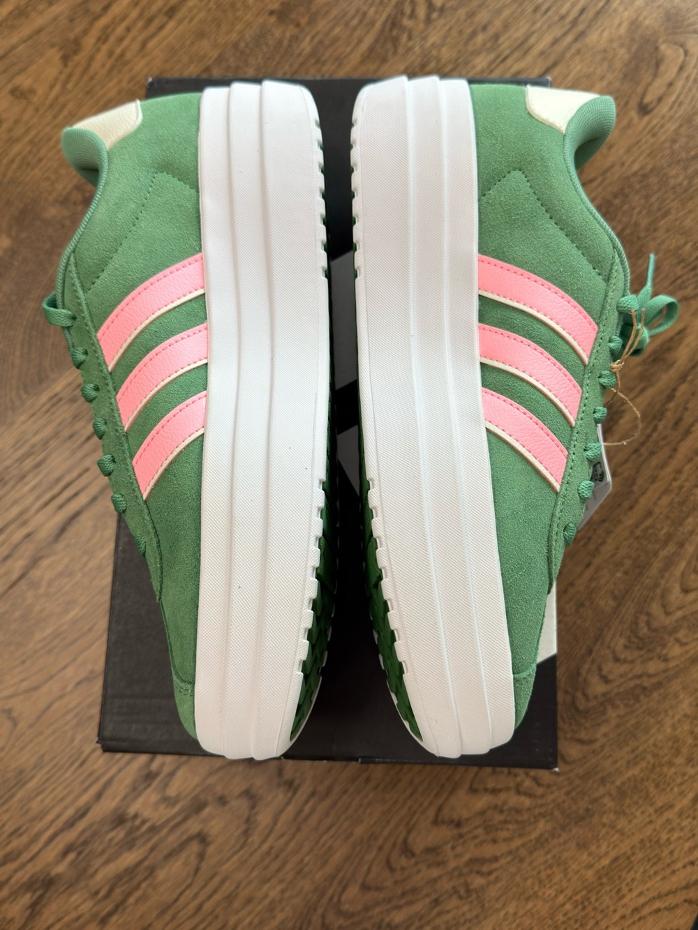 adidas Women’s Green and Pink Platform Sneakers - Picture 4 of 7